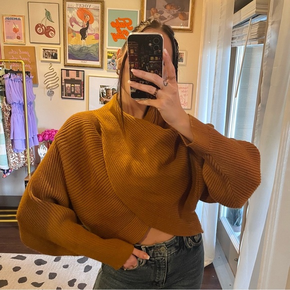 ASTR The Label Rayn Ribbed Knit Crossover Sweater - Picture 1 of 11